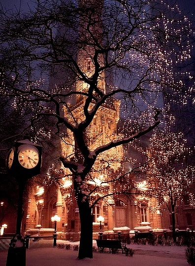 Snowy Night, Watertower Place, Chicago, Illinois