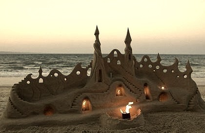 lluminated Sand Castle, Santa Cruz, California